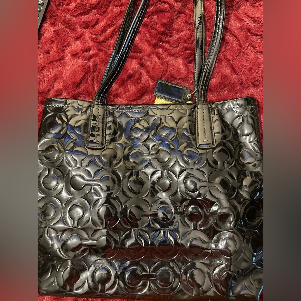 Coach Black Patent Leather Tote Bag - Picture 2 of 4